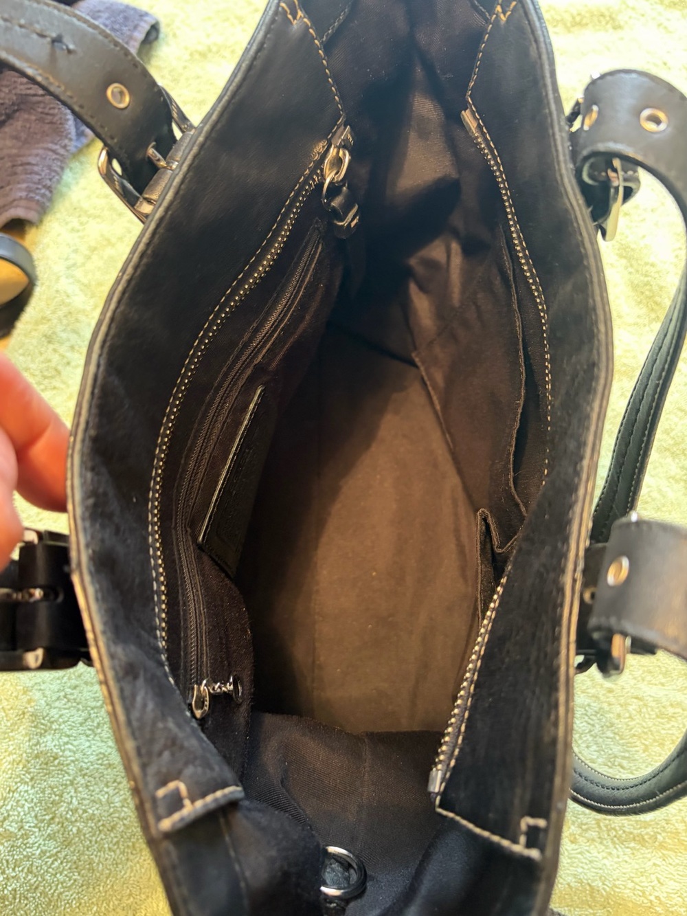 Coach Black Leather Shoulder Tote with Buckle Straps - Picture 7 of 9